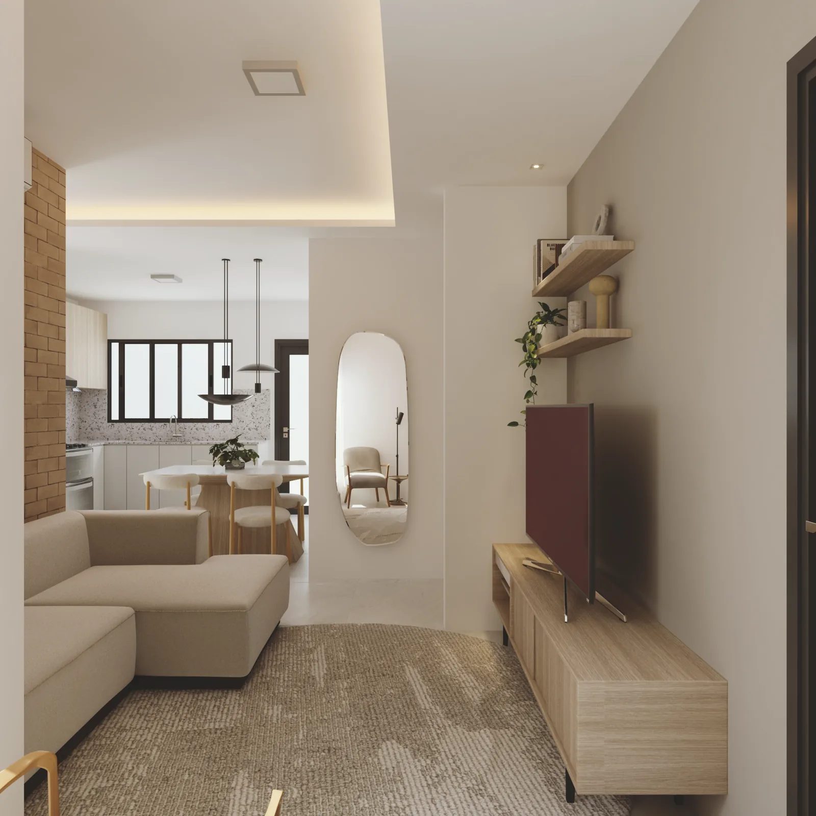 Casas Jardim Livia, sala e cozinha